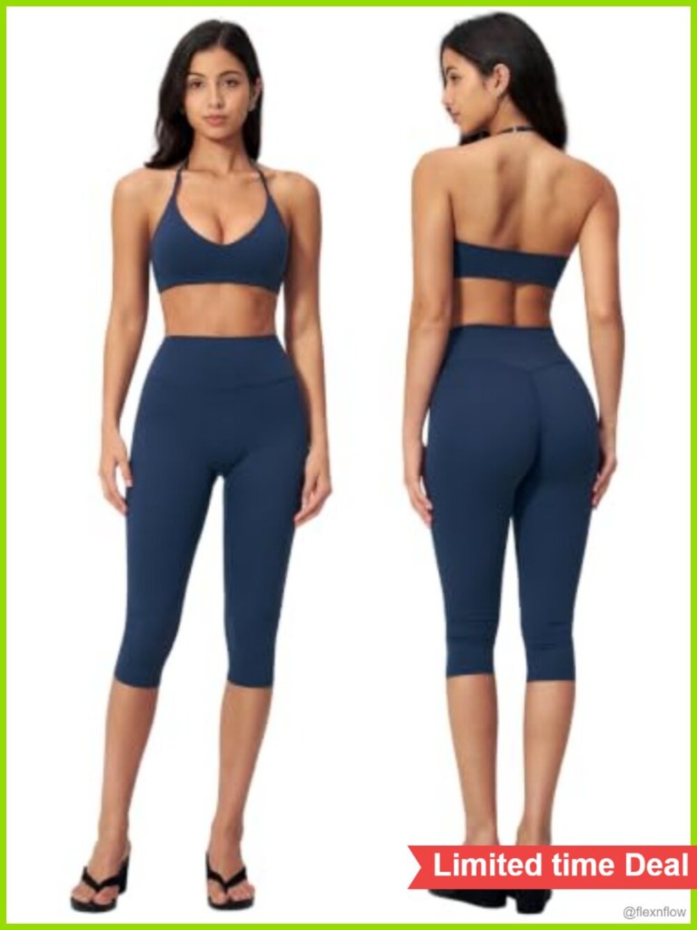 Capri 2 Piece Workout Set Halter Sports Bra High Waist Leggings Yoga